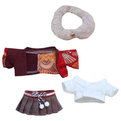 niannyyhouse 10cm 20cm Plush Doll Clothes Kimono Set Colorblocked Yukata Doll Dressup (Red-10cm)