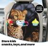 VTCTOASY Kick Mat Back Seat Protector for Car 2 Pack Extra Large Car Back Seat Cover with 3 Storage Pockets Waterproof Seat Back Protector Wild Animal Leopard Backseat Car Organizer for Trucks SUV view 3