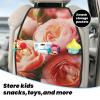 VTCTOASY Kick Mat Back Seat Protector for Car 2 Pack Extra Large Car Back Seat Cover with 3 Storage Pockets Waterproof Seat Back Protector Rose Flowers Backseat Car Organizer for Trucks SUV view 3