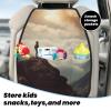 Kick Mat Back Seat Protector for Car 2 Pack Extra Large Car Back Seat Cover with 3 Storage Pockets Waterproof Seat Back Protector Woman on a Top Mountain Backseat Car Organizer for Trucks SUV view 3