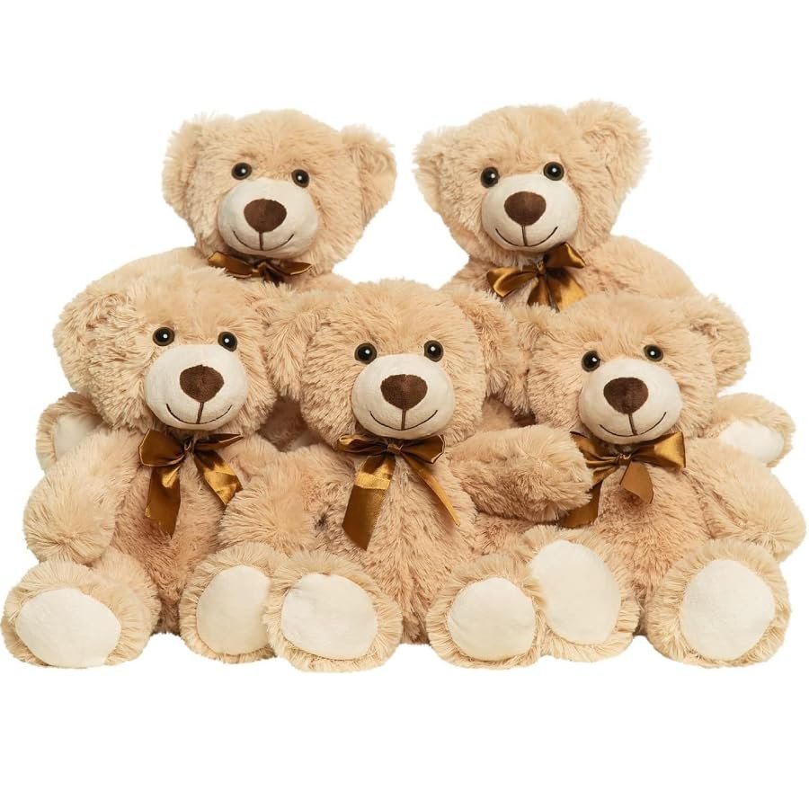 5 in 1 Light Brown Teddy Bear Stuffed Animal, 13.5 inch Soft Cuddly Stuffed Plush Bear, Gifts for Kids Baby Toddlers on Baby Shower, Valentine's Day Christmas Birthday Wedding Party (Light Brown)