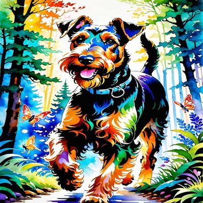 1000 Piece Colorful Animals Adult and Teen Puzzles-Happy Running Themed Puzzles-Airedale Terrier Puzzles,Fun and Challenging Gifts for Friends Bedroom Decorative Art 20x28.8inch