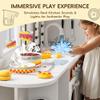 Wooden Play Kitchen with 180 Degree Rotation, Interactive Kids Corner Toy Kitchen Playset with Lights & Sounds, Toddler Kitchen Play Set with Realistic Accessories for Girls Boys Ages 3+, White view 2