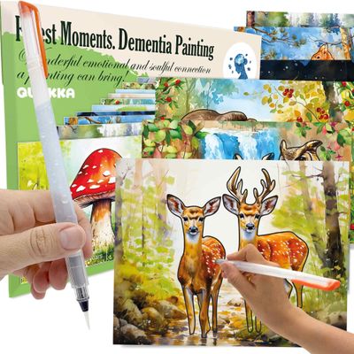 QUOKKA Reusable Water Painting Dementia Activities for Seniors Alzheimers Products for Elderly Water Doodle Set Forest Moments Activity Kits for Dementia Patients Crafts Gift for Seniors