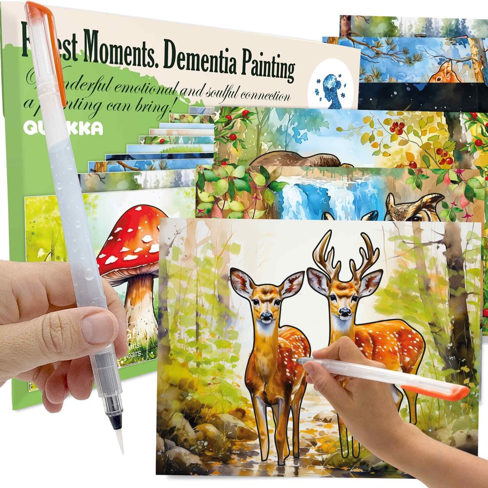 QUOKKA Reusable Water Painting Dementia Activities for Seniors Alzheimers Products for Elderly Water Doodle Set Forest Moments Activity Kits for Dementia Patients Crafts Gift for Seniors