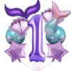 10Pcs Mermaid 1st Birthday Decorations Mylar Balloon for Mermaid Birthday Ocean Party Decorations Supplies for Baby Shower view 1