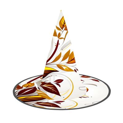 Autumn yellow leaf branches style pattern 3 Pcs Halloween Witch Hats Costume Accessories Party Decorations for Halloween Party Cosplay Christams Holiday Carnivals Hats,Yellow