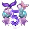 10Pcs Mermaid 5th Birthday Decorations Mylar Balloon for Mermaid Birthday Ocean Party Decorations Supplies for Baby Shower view 1