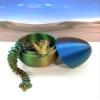 3D Printed Dragon with Dragon Egg, Articulated Orange Blue Green Wolf Dragon, Fidget Autism ADHD Toy, Executive Desk Toy Gift Ideas - D059-OBG view 4