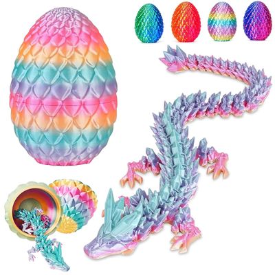 3D Printed Dragon Eggs with Dragon Inside,12in Mystery Crystal Dragon Egg for Easter Basket Stuffers,Easter Basket Essentials,Articulated Crystal Dragon Fidget Toy for Autism/ADHD(RainbowCandy)