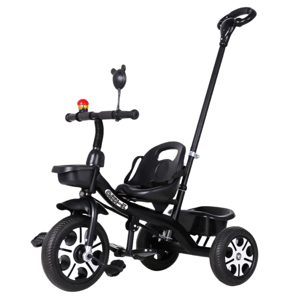 DreamsCT Toddler Tricycles for 1-6 Years Old Kid Tricycle with Push Handle Balance Bike for Boys Girls - Black