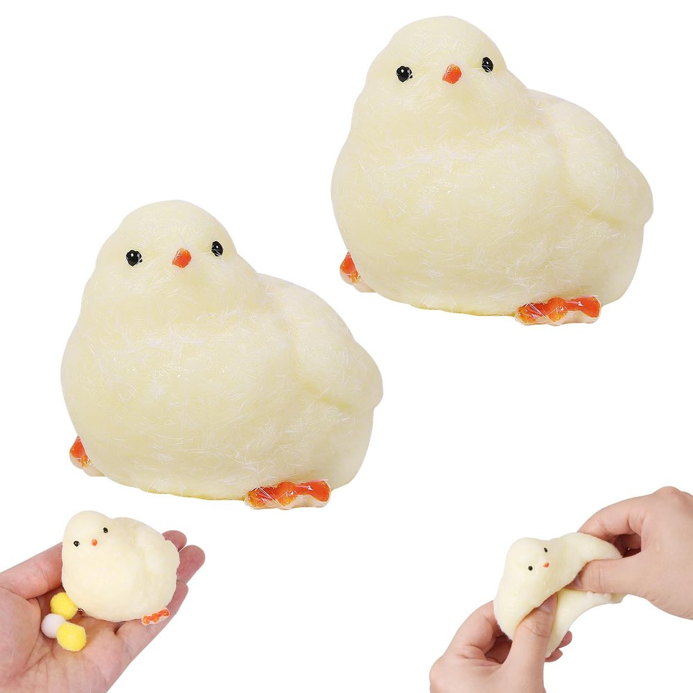 2pcs Handmade Chick Squeeze Toys Ultra Soft Squishy Fidget Toys Silicone Squishies Toys for Stress Relief ( Chicken ) (2pcs)