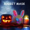 AMKKPOUYT Halloween Scary Rabbit Bunny Mask, bloody bunny mask, Furry Mask With Ears, Creepy Masks, Bloody Plush Head Mask, Cosplay Costume Props Halloween Partyice blue+pink view 2