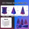 3D Printed Magic Pass-through Pyramid, Cone Fidget, Cylinder Anxiety Relief for Desktop - Decoration Set of 3, Laser Purple view 2