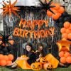 86pcs Orange Birthday Decorations Happy Birthday Balloons Orange and Black Birthday Party Supplies Hanging Swirls Fringe Curtains Tablecloth for Autumn Fall Halloween Birthday Party Decorations view 2