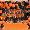 86pcs Orange Birthday Decorations Happy Birthday Balloons Orange and Black Birthday Party Supplies Hanging Swirls Fringe Curtains Tablecloth for Autumn Fall Halloween Birthday Party Decorations view 3