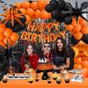86pcs Orange Birthday Decorations Happy Birthday Balloons Orange and Black Birthday Party Supplies Hanging Swirls Fringe Curtains Tablecloth for Autumn Fall Halloween Birthday Party Decorations view 4