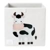 Two Cubs Foldable Kids Toy Storage Box - 13"x13" Cube Organizer Bin with Durable 2.6mm Plastic Plate Boards, Cow Design in White - Collapsible Nursery & Playroom Storage, Fits IKEA Kallax Shelves view 1