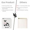 Two Cubs Foldable Kids Toy Storage Box - 13"x13" Cube Organizer Bin with Durable 2.6mm Plastic Plate Boards, Cow Design in White - Collapsible Nursery & Playroom Storage, Fits IKEA Kallax Shelves view 4