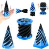 3 Pack Spiral Cone Fidget Toy, Pyramid Passthrough Sculpture, Mini Cones Pass Through Pyramid Fidget Toy for Stress and Anxiety Relaxing (Blue) view 1