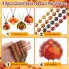 Knitgrip 40 Pieces Thanksgiving Turkey Beads Necklaces Bulk Turkey Pendant Beads Necklaces 32 Inch Party Holiday Pendants for Wedding Birthday Winter Christmas Party Decorations view 3