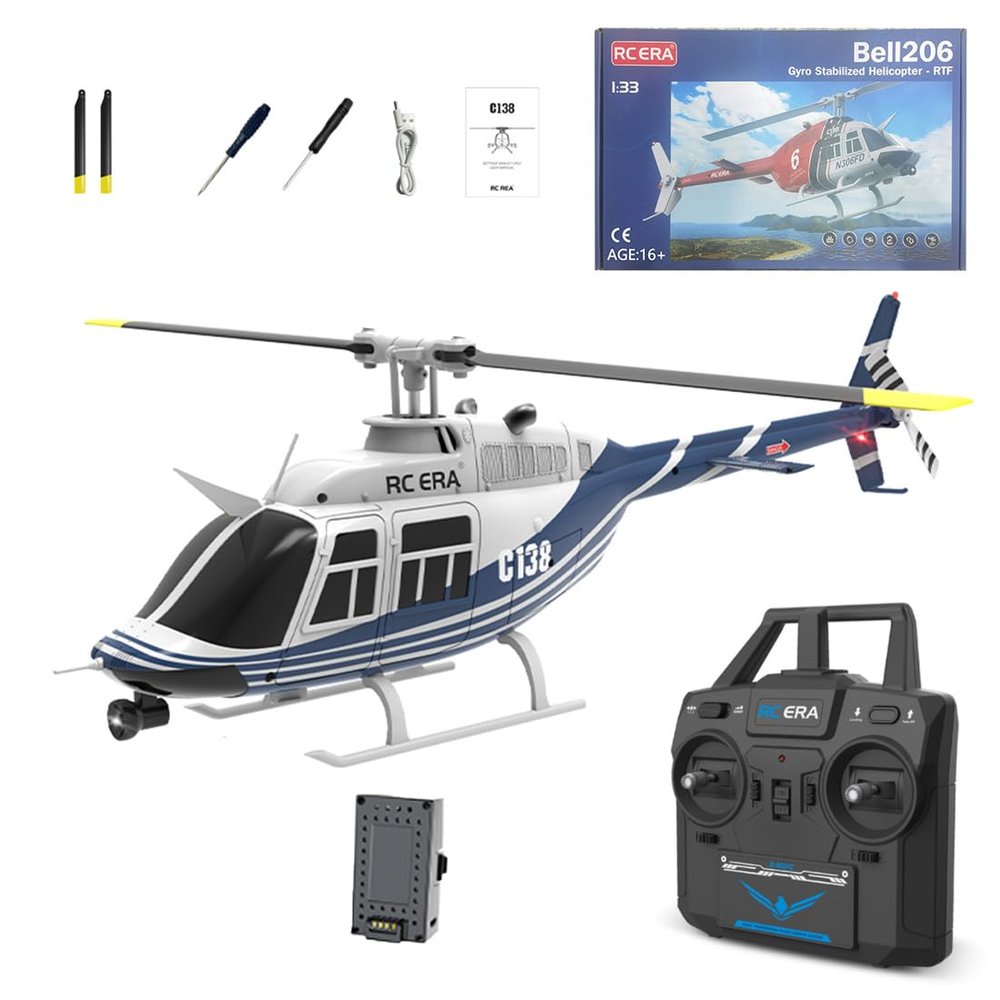 ROUASD C138 RC Helicopter, 1/30 Scale 2.4G 6CH Remote Control Helicopter Military Aircraft with 6-axis Gyro & Altitude Hold & Optical Flow Positioning for Beginners Adults - RTF