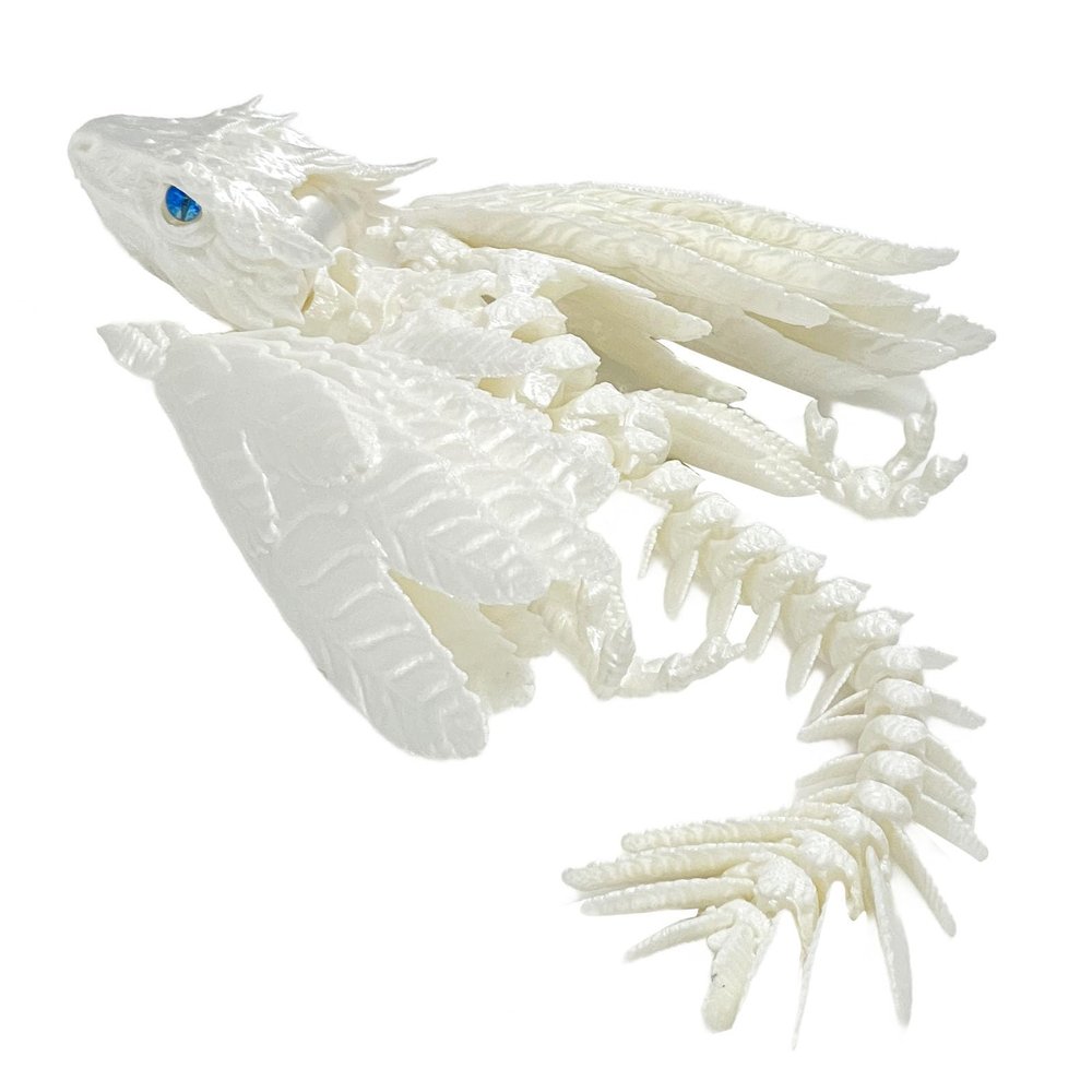 SGYYSG Feathered Wyvern Dragon,3D Printed Dragon, Articulated Dragon with Wings, 3D Printed Toys, Desktop Pet - Perfect for Fantasy Enthusiasts (White)