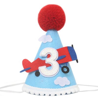 Airplane 3th Birthday Party Hat - Aviation-Themed Party SuppliesVintage Airplane Baby Shower HatsThird Birthday Airplane-Themed Party DecorationsBaby Birthday Photo Props