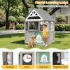 YOFE Kids Playhouse Outdoor,Wooden Play House Playset for Kids, Large, Sturdy, Realistic Design with Kitchen, Doorbell, Flower Pot, Stove, Sink & Clock, Perfect for Kid Ages 3-8 (Gray) view 2