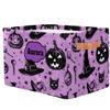 KFNHN Personalized Name Storage Basket Handles for Girls, Canvas Storage Bins Toys Clothes Organizer for Bedroom, Kitchen, Bathroom, Nursery, Shelves, Closets, Hand Drawn Pumpkin Cat Witch Hat Purple view 2