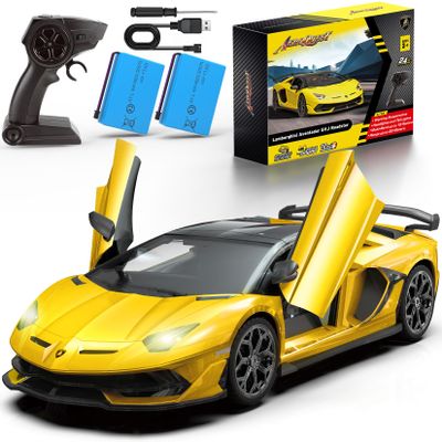 AEROQUEST Lamborghini Remote Control Car, Officially Licensed 1:14 Lambo RC Car for Boys Girls Birthday Gift, Yellow Toys for 3 4 5 Years OldYellow