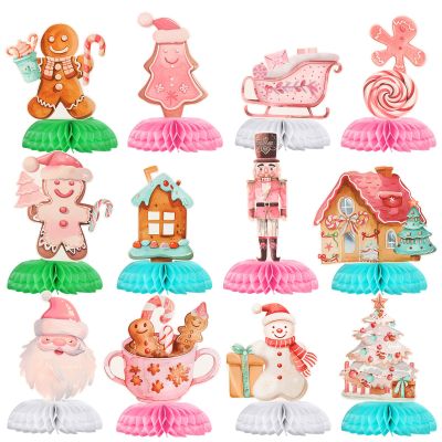 Cholemy 12 Pcs Honeycomb Centerpieces Christmas and Hanukkah Party Centerpieces Table Decorations for Xmas and Hanukkah Party Supplies