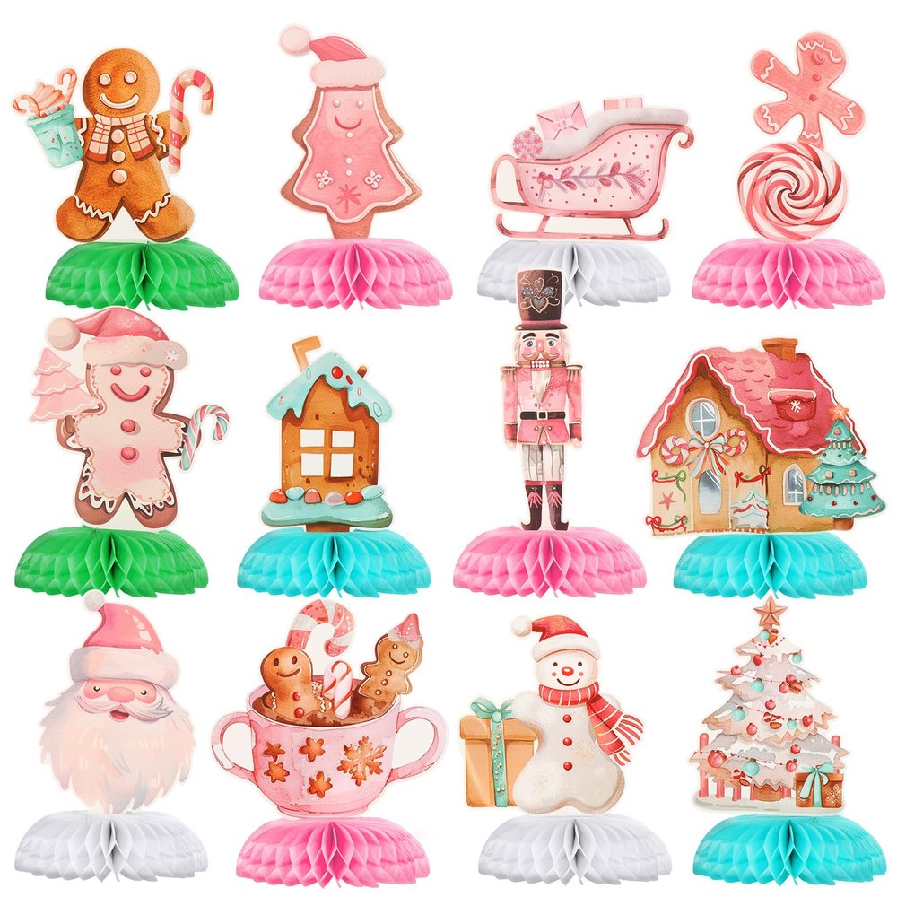 Cholemy 12 Pcs Honeycomb Centerpieces Christmas and Hanukkah Party Centerpieces Table Decorations for Xmas and Hanukkah Party Supplies