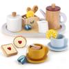 KizKnows Wooden Tea Set for Toddlers, 19-Piece Dual-Flavour Pretend Play Tea Party Tray with Wood Cups, Lemon & Mint Tea Bags, Cookies, Montessori Kitchen Gift for Girls & Boys Age 3+ view 1