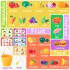 Adena Montessori Fruits and Vegetables Toys for Kids Ages 3+, Velcro Fruit and Veggies for Toddlers, Educational 2D & 3D Plastic Play Food Set with DIY Storage Bag Home or Classroom Learning view 2