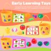 Adena Montessori Fruits and Vegetables Toys for Kids Ages 3+, Velcro Fruit and Veggies for Toddlers, Educational 2D & 3D Plastic Play Food Set with DIY Storage Bag Home or Classroom Learning view 3