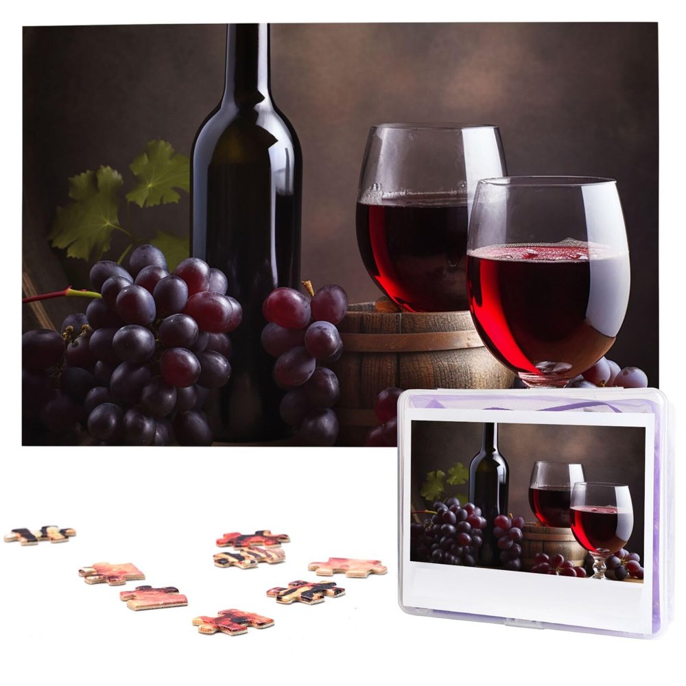 1000 Piece Jigsaw Puzzles for Adults Challenging Puzzle Wooden Picture Puzzle Personalized Custom Grape Wine Wood Puzzle for Family Game Nights Gifts 29.5x19.7 inches Puzzle