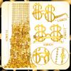 Ecally 36 Pcs 36 Pcs Money Costume Set Dollar Sign Necklaces Glasses Ring Fake Dollar Chain Money Eyeglasses Ring Hip Hop Jewelry (Gold) view 3