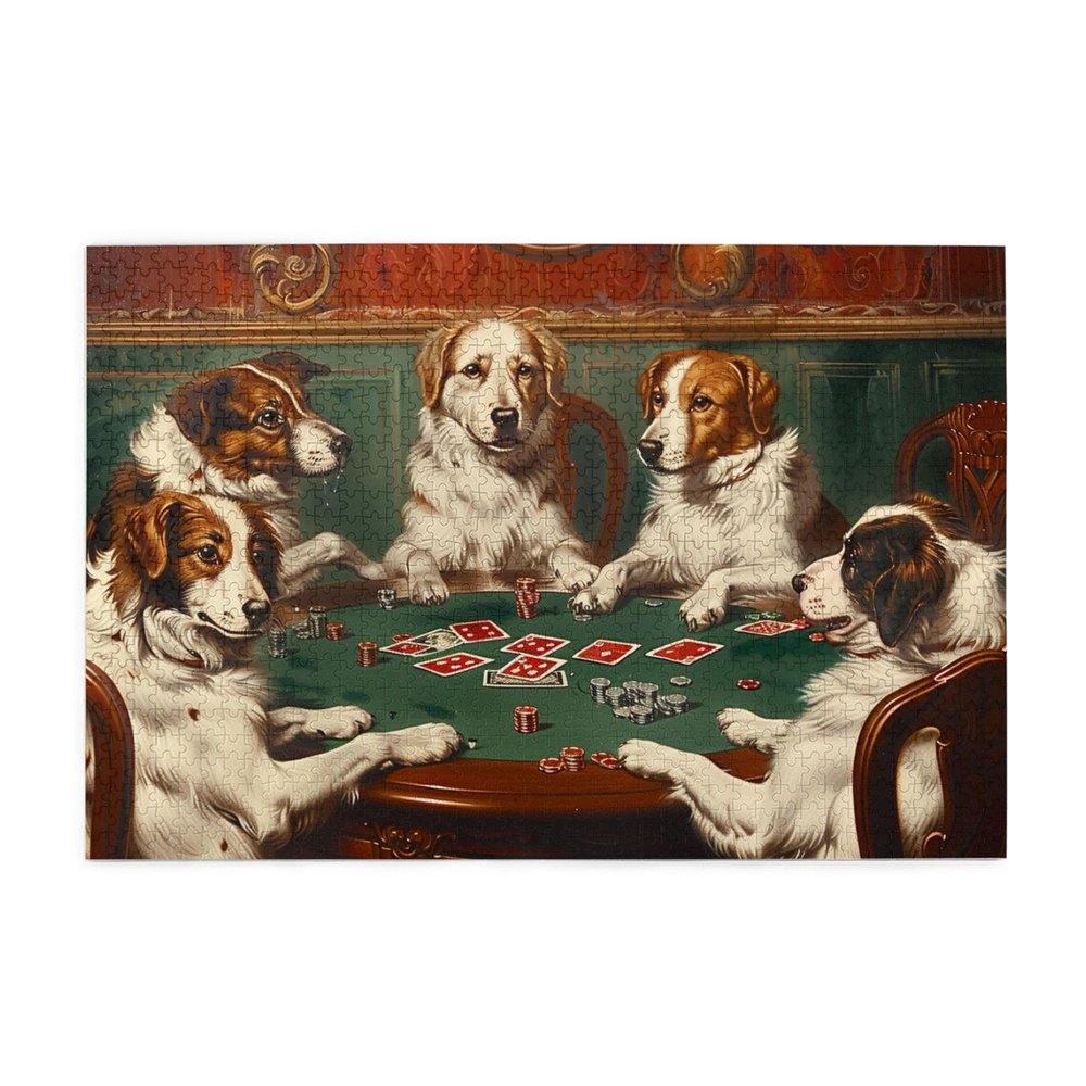 MA6GE8DE Poker Playing Dogs Wooden Puzzle 1000 Piece,Stunning Artwork of Adults,Funny Poker Playing Dogs Wood High Difficulty Puzzle,for Puzzle & Dog Lovers Gifts,Creative Activity Hobbies for Adults