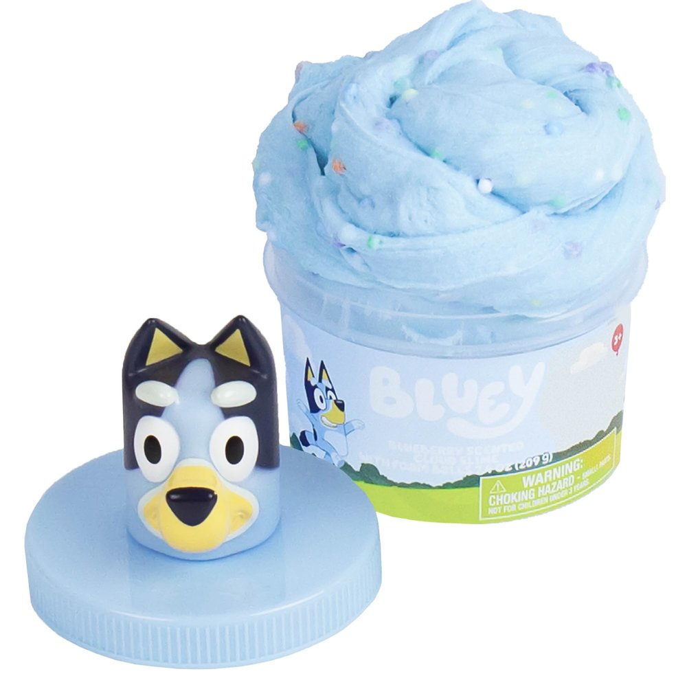 Bluey Premium Cloud Slime, Blueberry-Scented Fluffy Slime, Pre-Made Slime for Kids with Mix-Ins, Bluey Toys, Party Favors for Kids 8-12, Bluey Party Favors, Girls Toys 8-10, Toddler Travel Toys