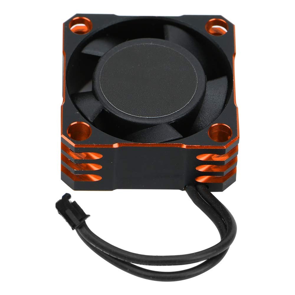 Bnineteenteam Electronic Speed Controller, ESC Fan Heat Dissipation Strong Metal Fan Heat Dissipation for 1/10 1/8 1/12 Remote Control Car (Black Orange