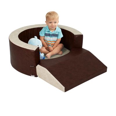 FDP Rustic Baby SoftScape Lil Personal Space, Distressed Faux Leather, Indoor Cozy and Safe Soft FoamPlayset for Babies and Toddlers to Play, Crawl, Snack; Designed for Daycare, Home, Playroom Use