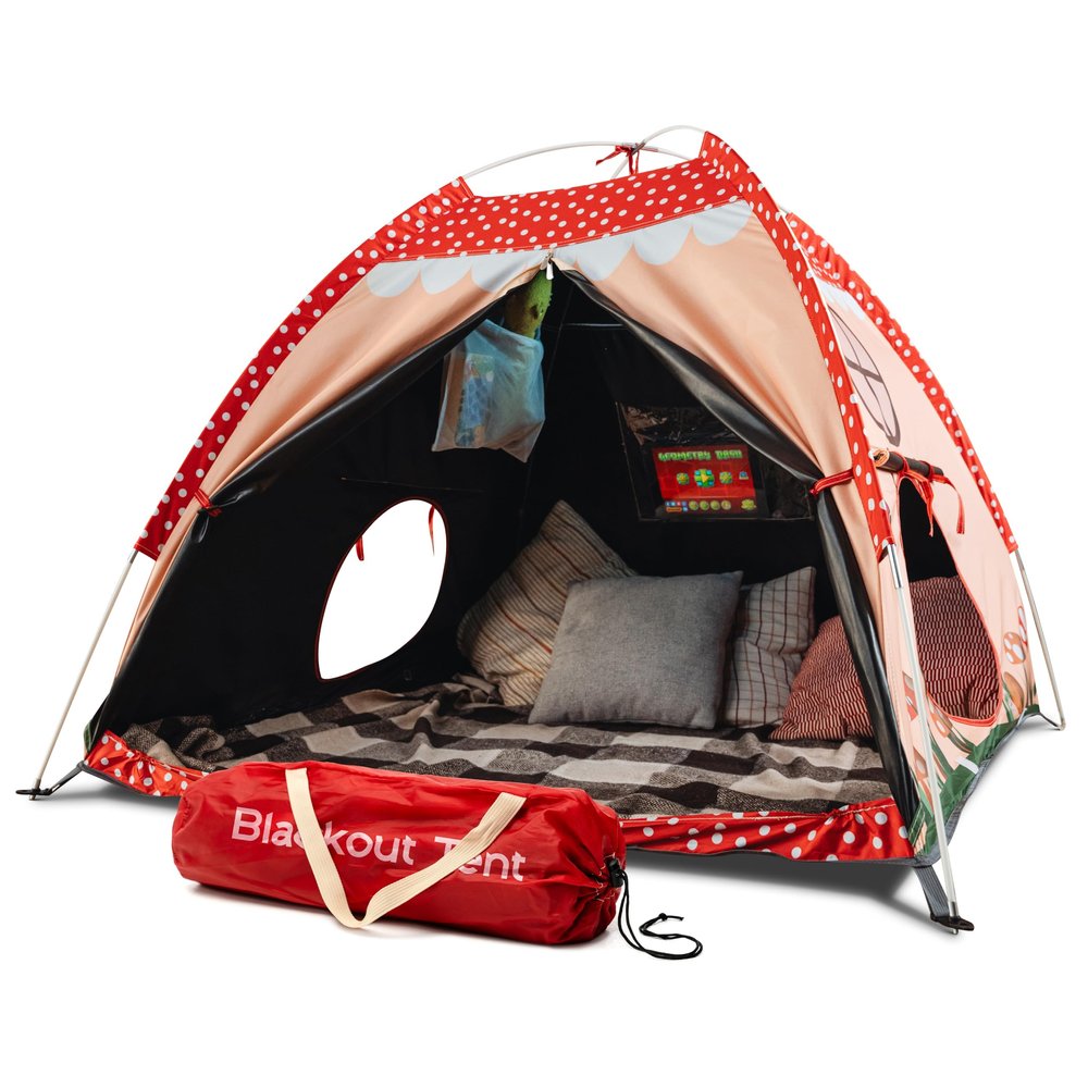 Blackout Sensory Tent for Kids with Autism - 51"x 51"x 40" Calming Corner, Easy to Assemble & Durable with Clear Phone Pocket and Mesh Storage Ideal for SPD, ADHD & Autistic Children Mushroom Tent
