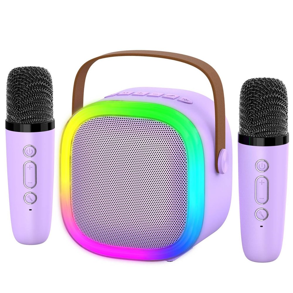 Karaoke Machine for Kids Adults, Portable Bluetooth Speaker with 2 Wireless Microphones and LED Lights, Kids Toys Birthday Gifts for Girls and Boys Ages 4, 5, 6, 7, 8,9,10,11,12+ Years, Home Party