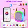 Karaoke Machine for Kids Adults, Portable Bluetooth Speaker with 2 Wireless Microphones and LED Lights, Kids Toys Birthday Gifts for Girls and Boys Ages 4, 5, 6, 7, 8,9,10,11,12+ Years, Home Party view 3