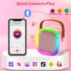 Karaoke Machine for Kids Adults, Portable Bluetooth Speaker with Wireless Microphone and LED Lights, Kids Toys Birthday Gifts for Girls and Boys Ages 4, 5, 6, 7, 8,9,10,11,12+ Years, Home Party view 3