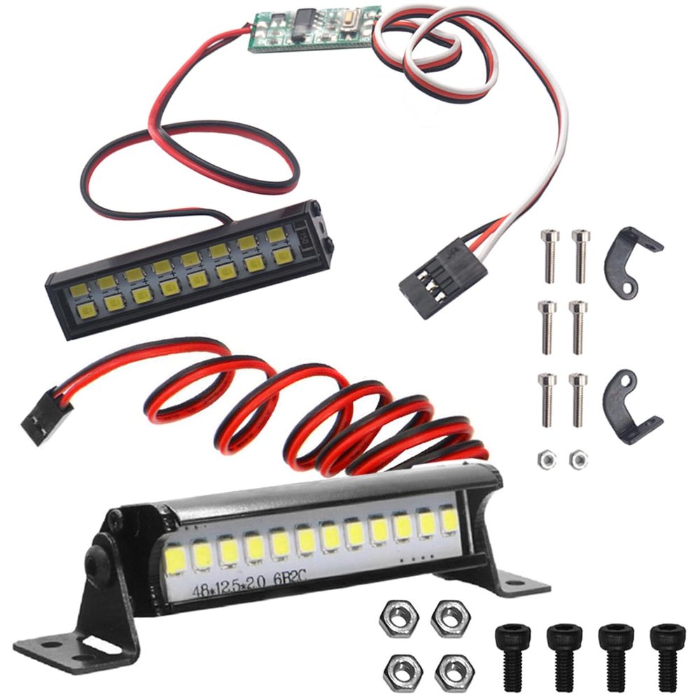 16LEDs RC Crawler Car LED Light Bar Roof Lamp Simulation Spotlight Kit 5-8.4V & RC 12 LED Light Bar Roof Lamp Spotlight Dome Light