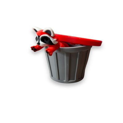 Articulating Trash Panda Fidget with Trashcan (Red)