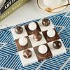 White and Brown Marble Tic Tac Toe Game Board, Natural Stone Checkerboard, 7x7 Inch Premium Handcrafted Marble Game Board, Luxury Home Decor, Tabletop Decor for Living Room, Office view 1