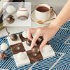 White and Brown Marble Tic Tac Toe Game Board, Natural Stone Checkerboard, 7x7 Inch Premium Handcrafted Marble Game Board, Luxury Home Decor, Tabletop Decor for Living Room, Office view 3